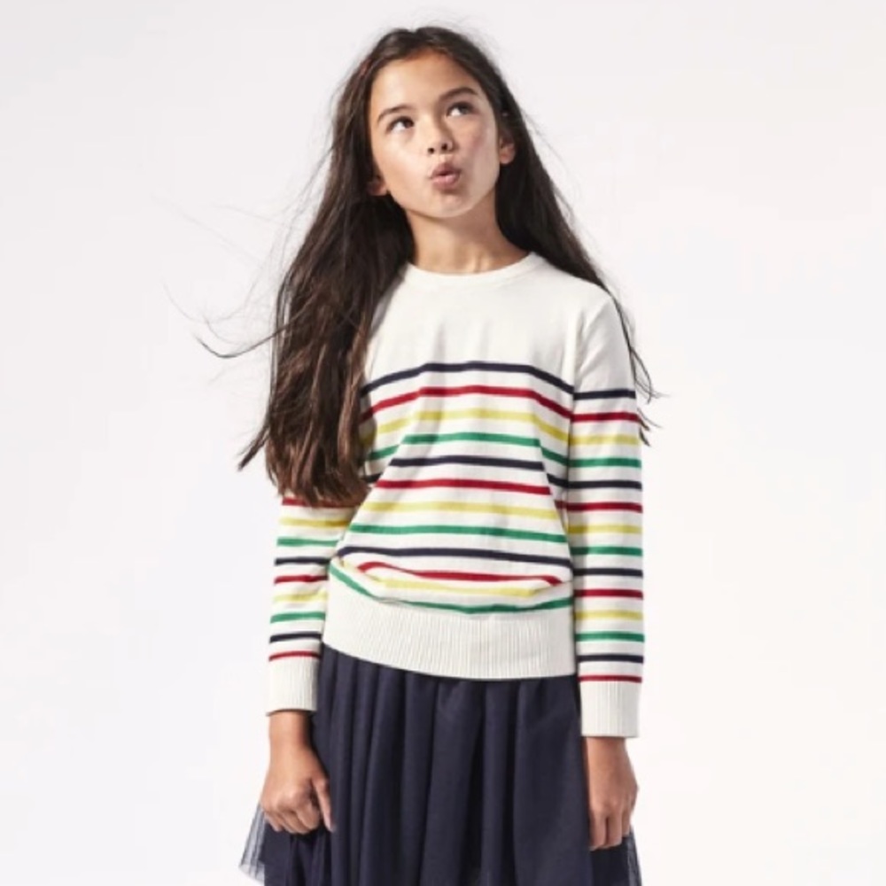 Rainbow stripe crew neck sweater